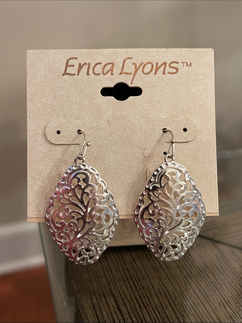 Erica Lyons Silver-tone Filigree - Cutout Dangle Marquise Dangle Earrings